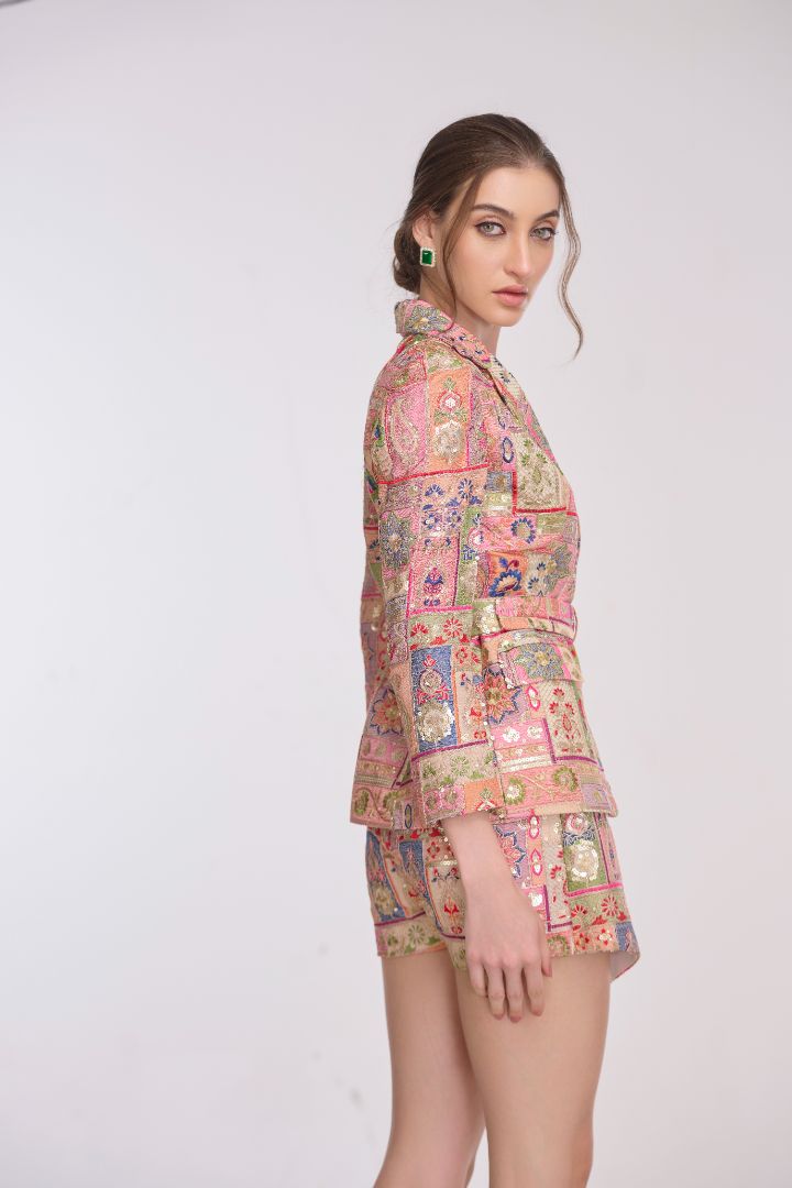 Hera Embroidered Blazer & Skort Set with belt by LabelN