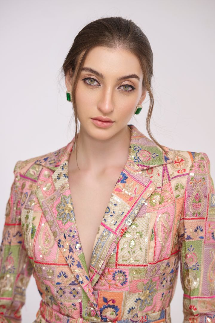 Hera Embroidered Blazer & Skort Set with belt by LabelN