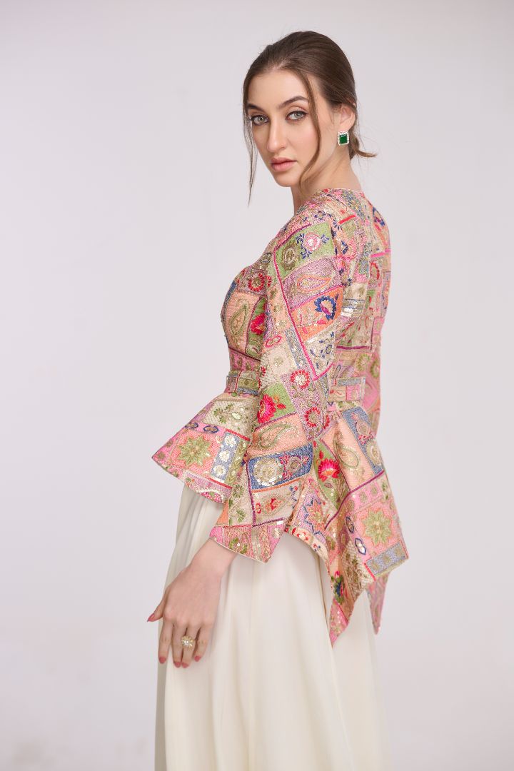 Helen embroidery Peplum Top & Flared Pant by LabelN