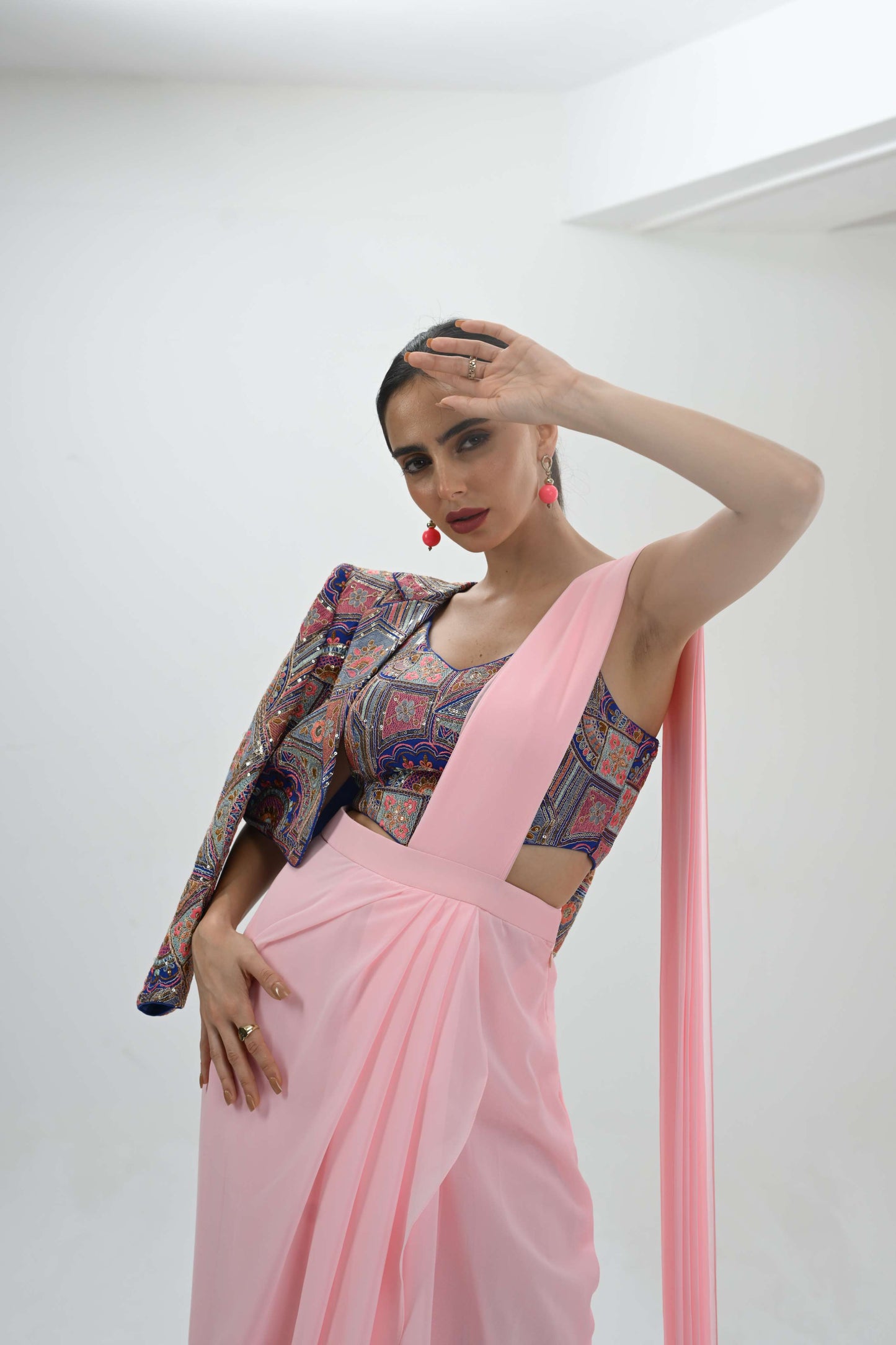 Overcoat blouse saree set by LabelN