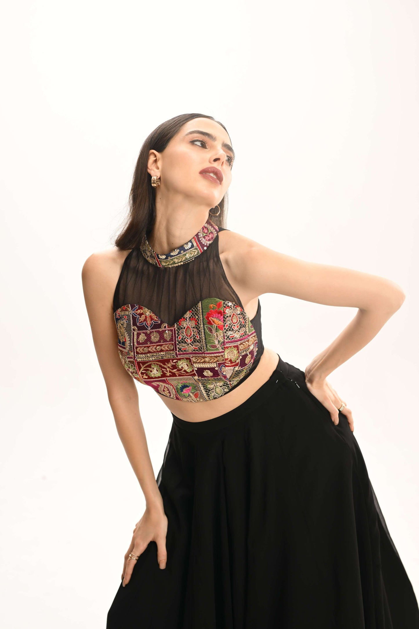 Steal the spotlight with Leto Black blouse skirt set by LabelN
