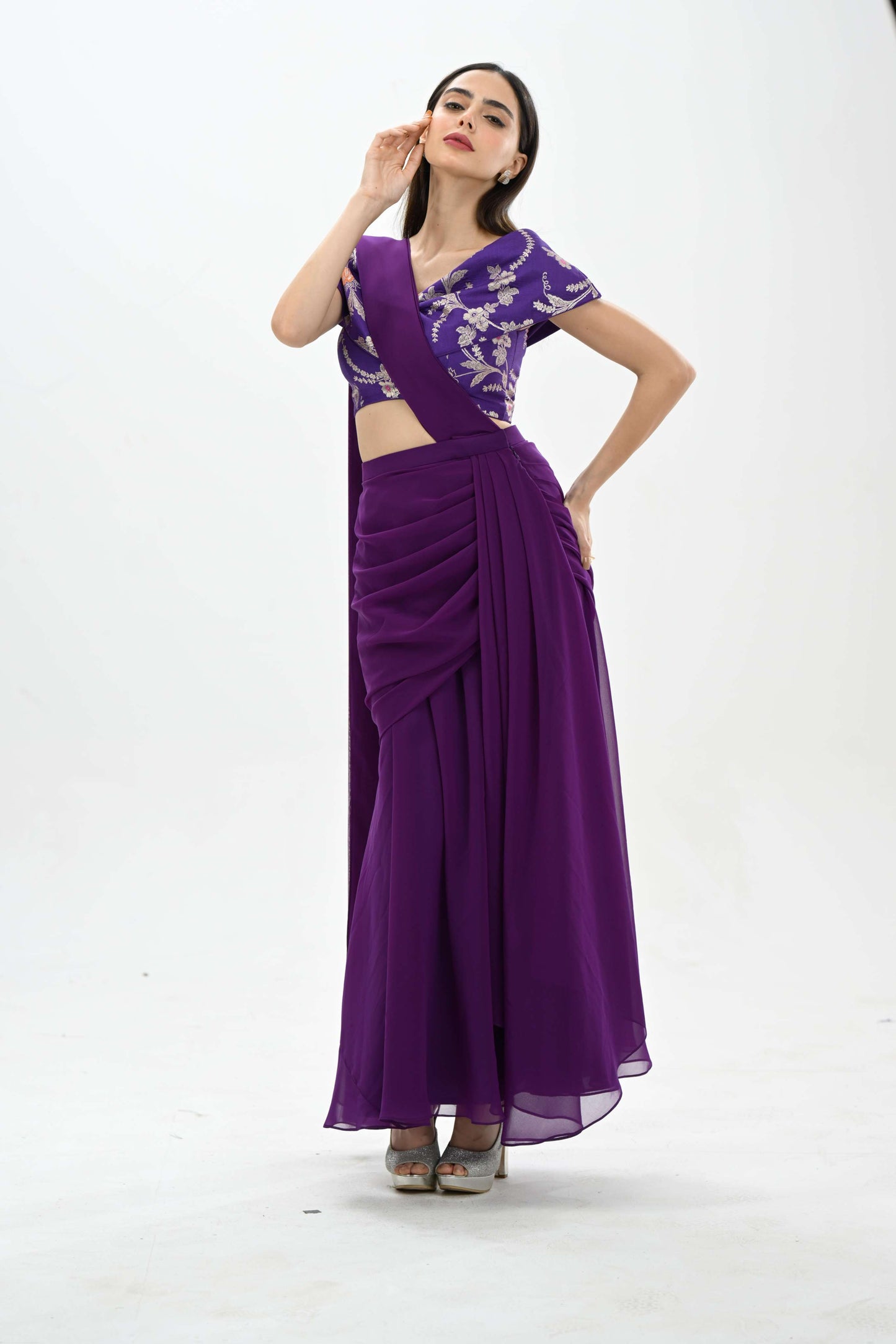 Timeless festive look with silk brocade blouse saree by LabelN