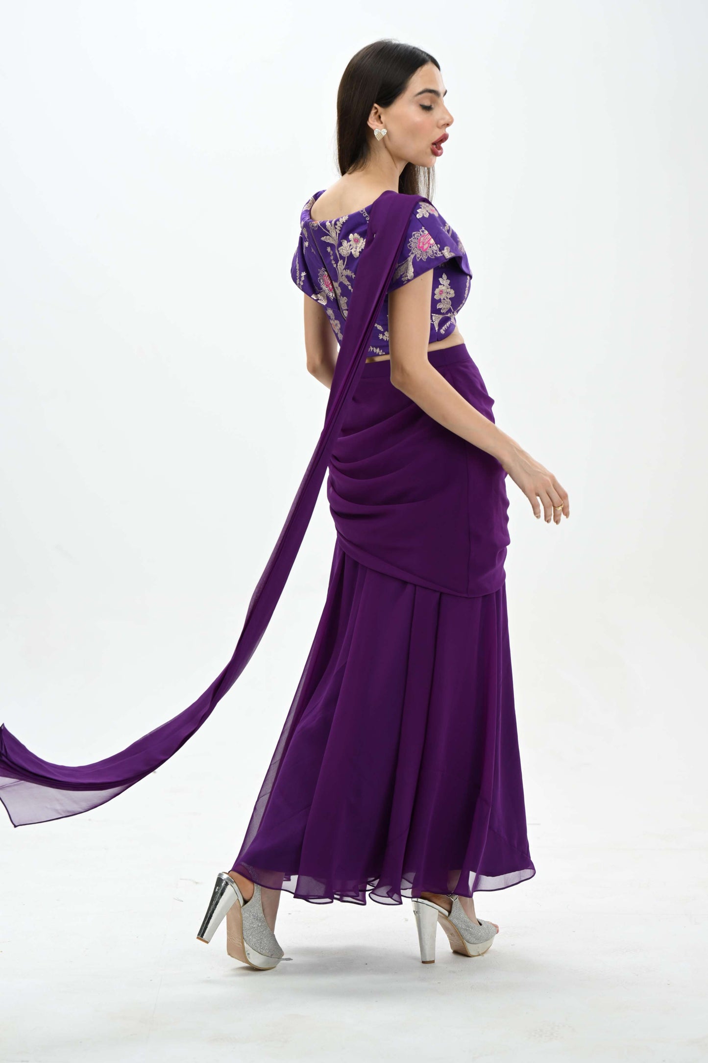 Timeless festive look with silk brocade blouse saree by LabelN
