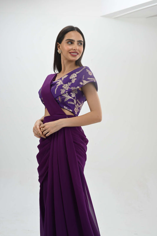 Timeless festive look with silk brocade blouse saree by LabelN