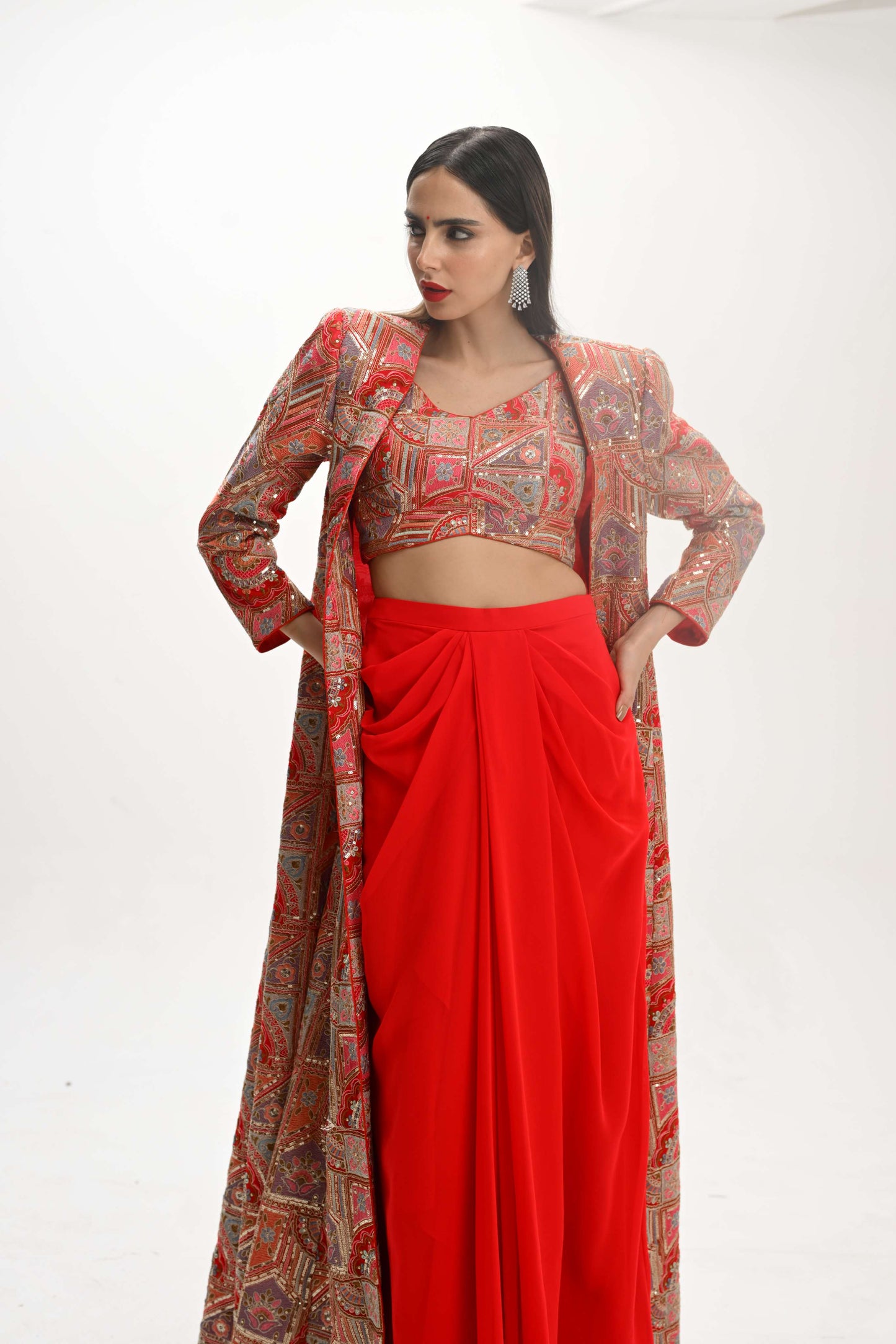 3 piece Red skirt top jacket by LabelN