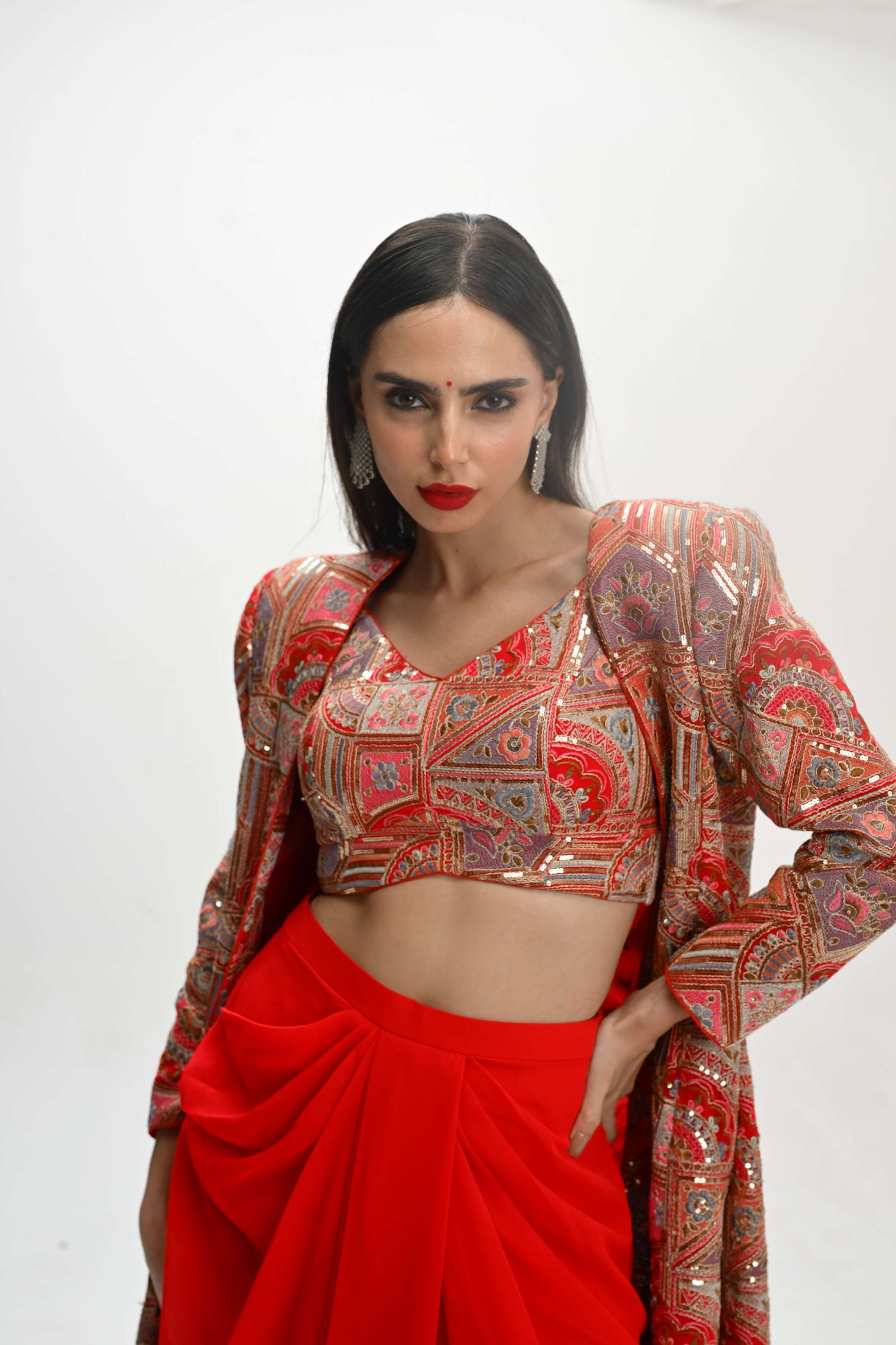 3 piece Red skirt top jacket by LabelN