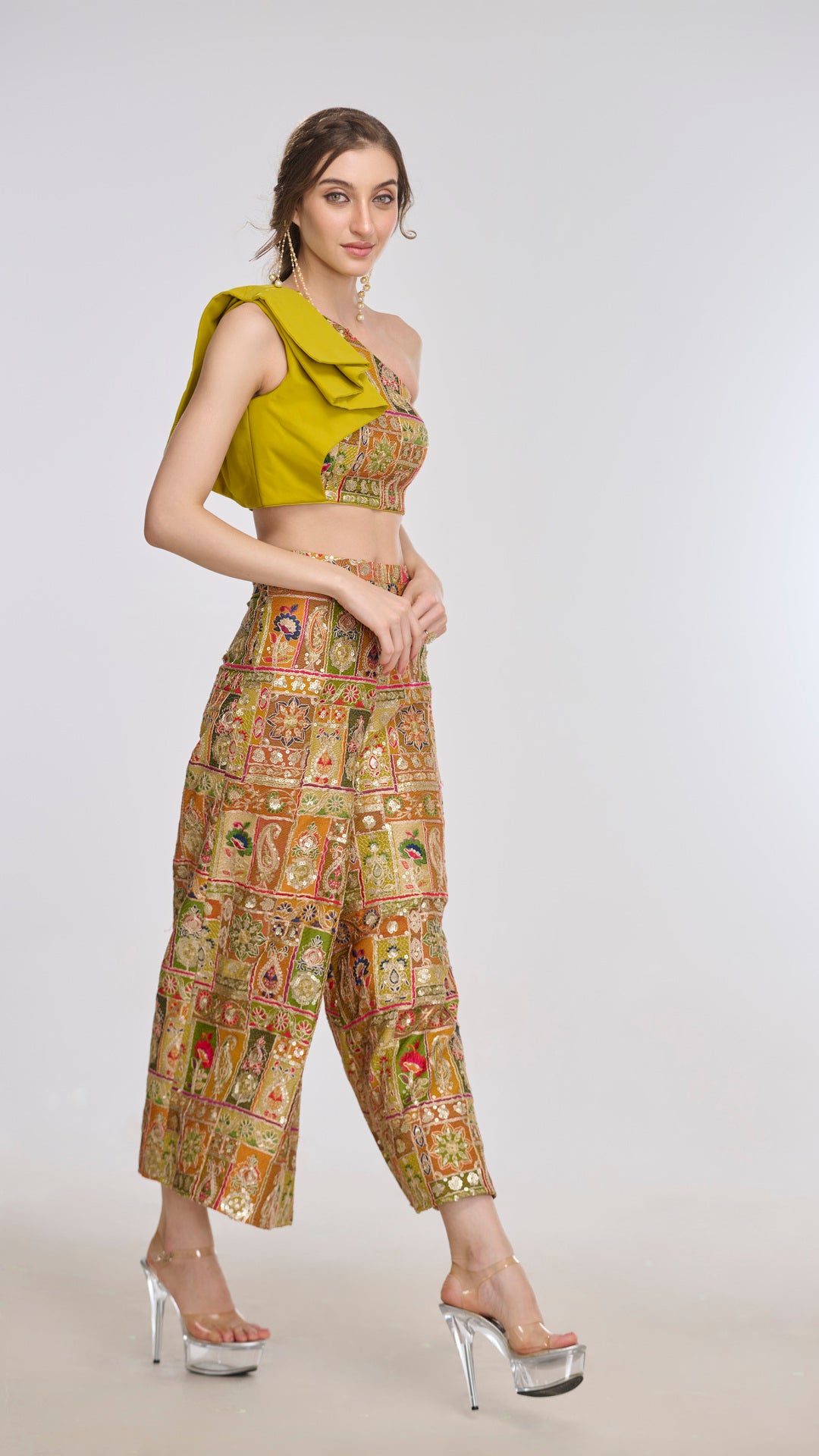 Demeter embellished draped one-shoulder top by LabelN