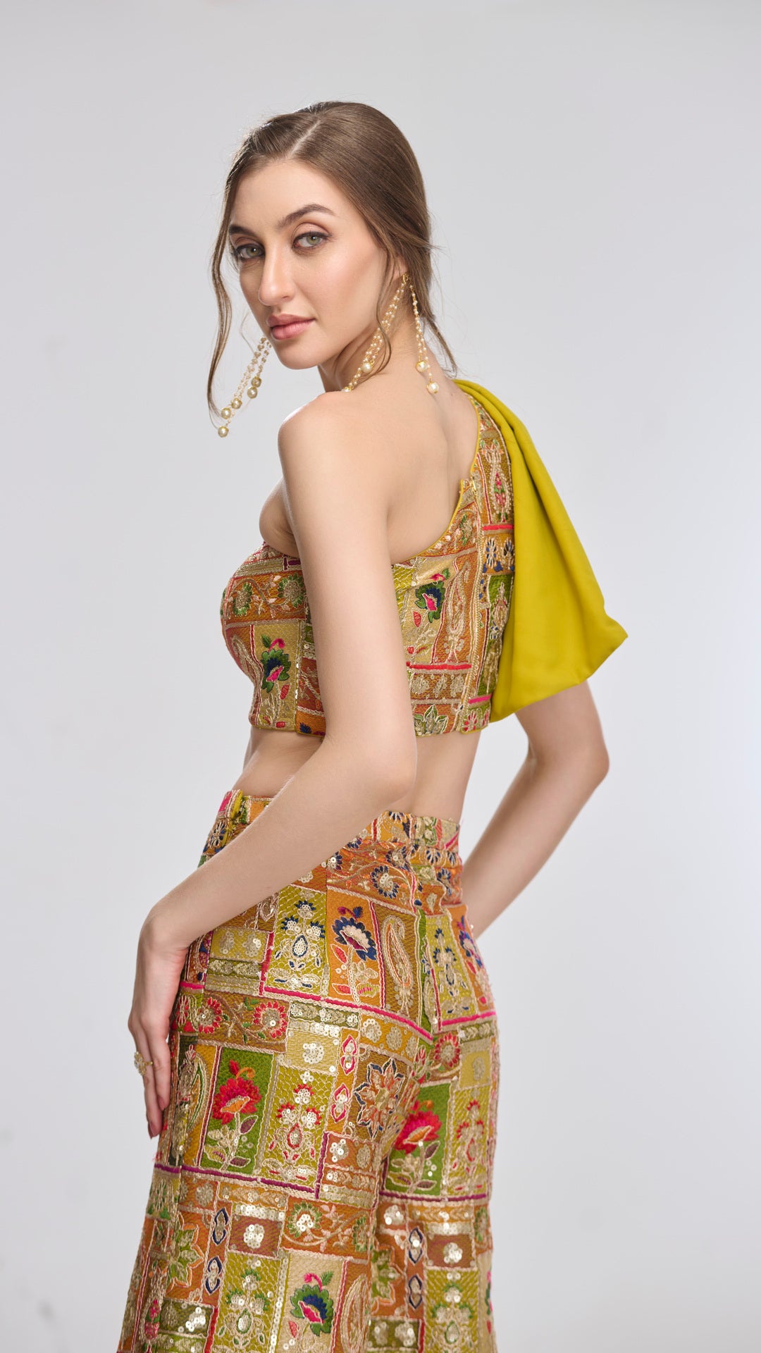 Demeter embellished draped one-shoulder top by LabelN