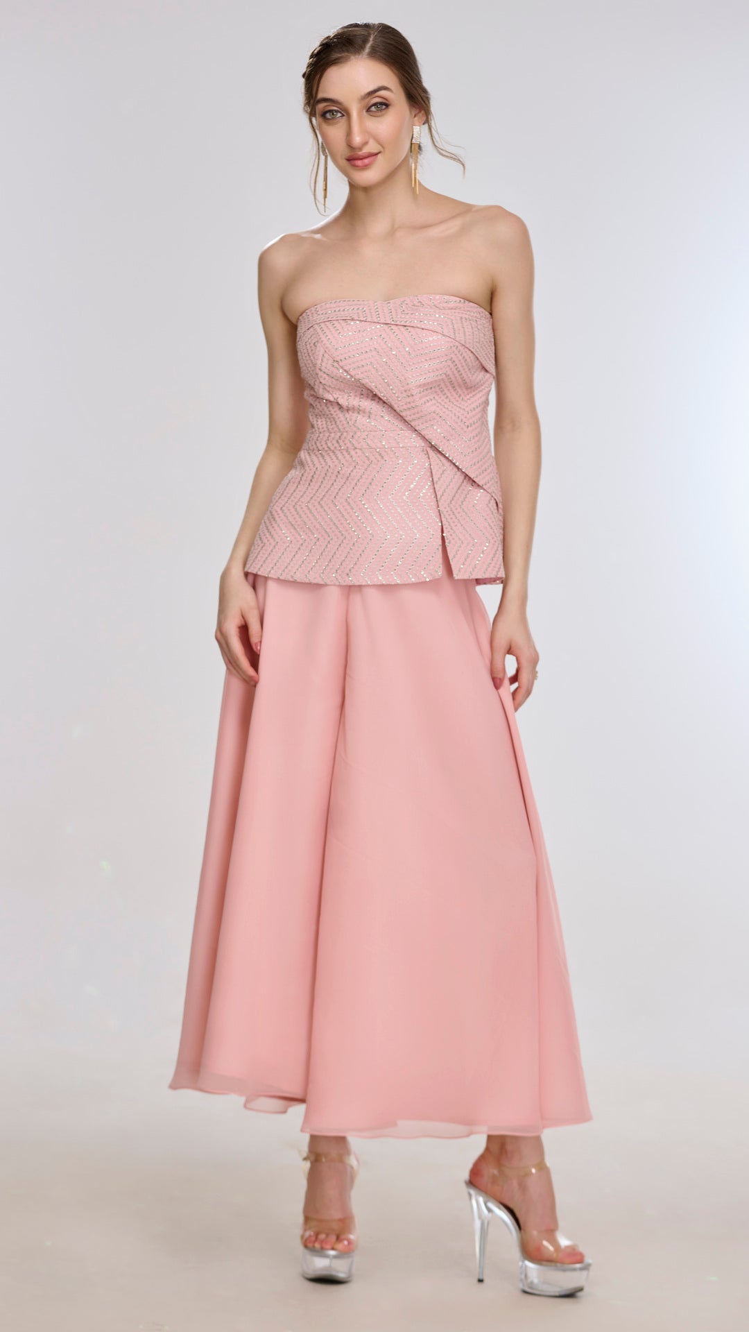 Hades Draped Long Top & Flared Pant Set by LabelN 