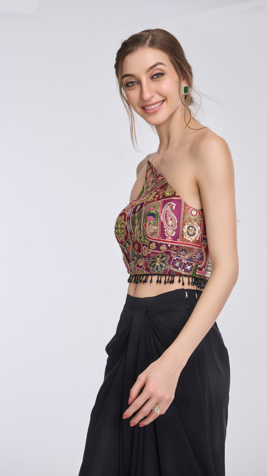 Multi - coloured tube top and drape skirt set by LabelN 