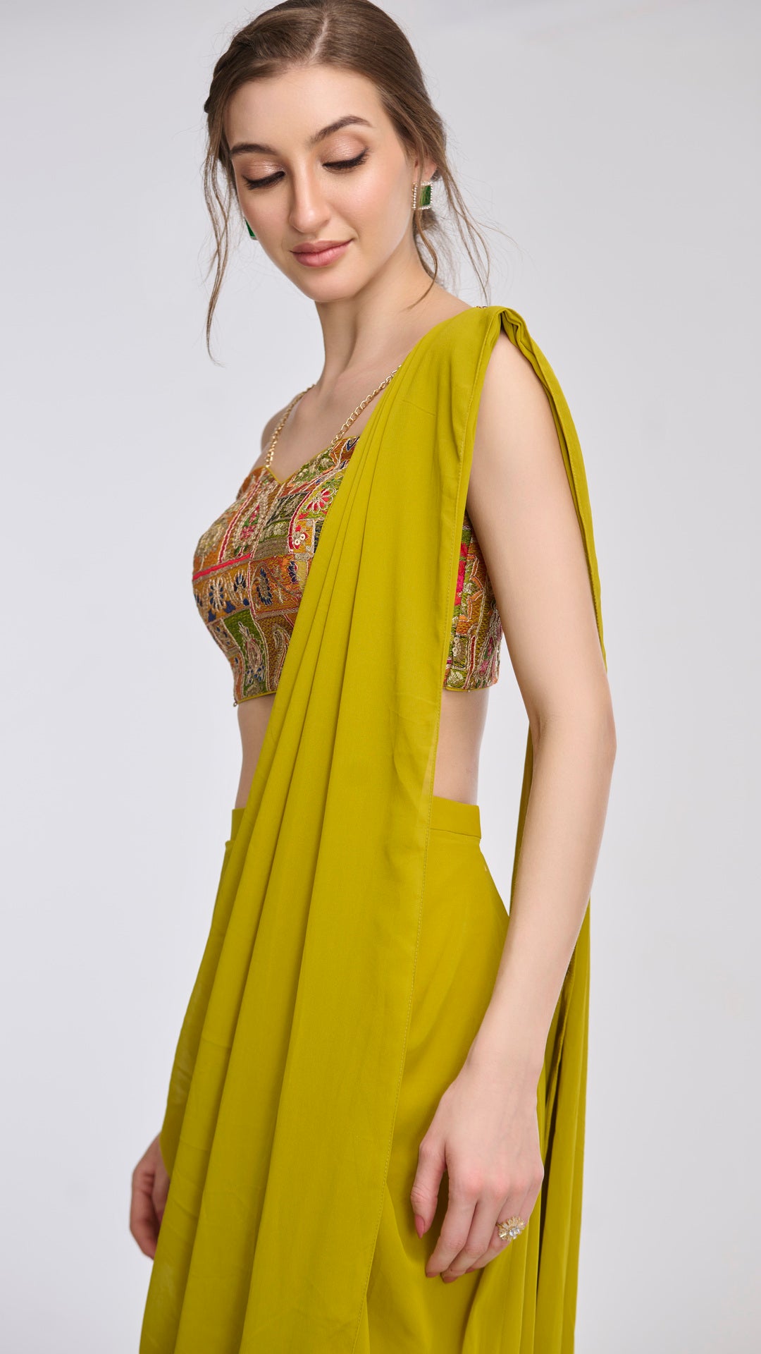 Hestia Embroidered Bustier & Draped Saree by LabelN 