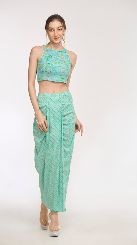 Chic and elegant Cassandra drape skirt and top set by LabelN 