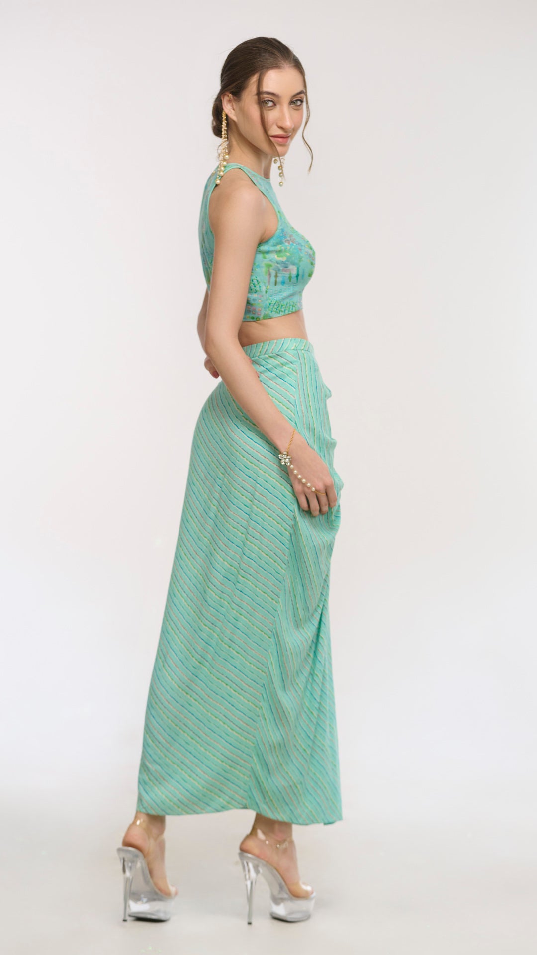 Chic and elegant Cassandra drape skirt and top set by LabelN 