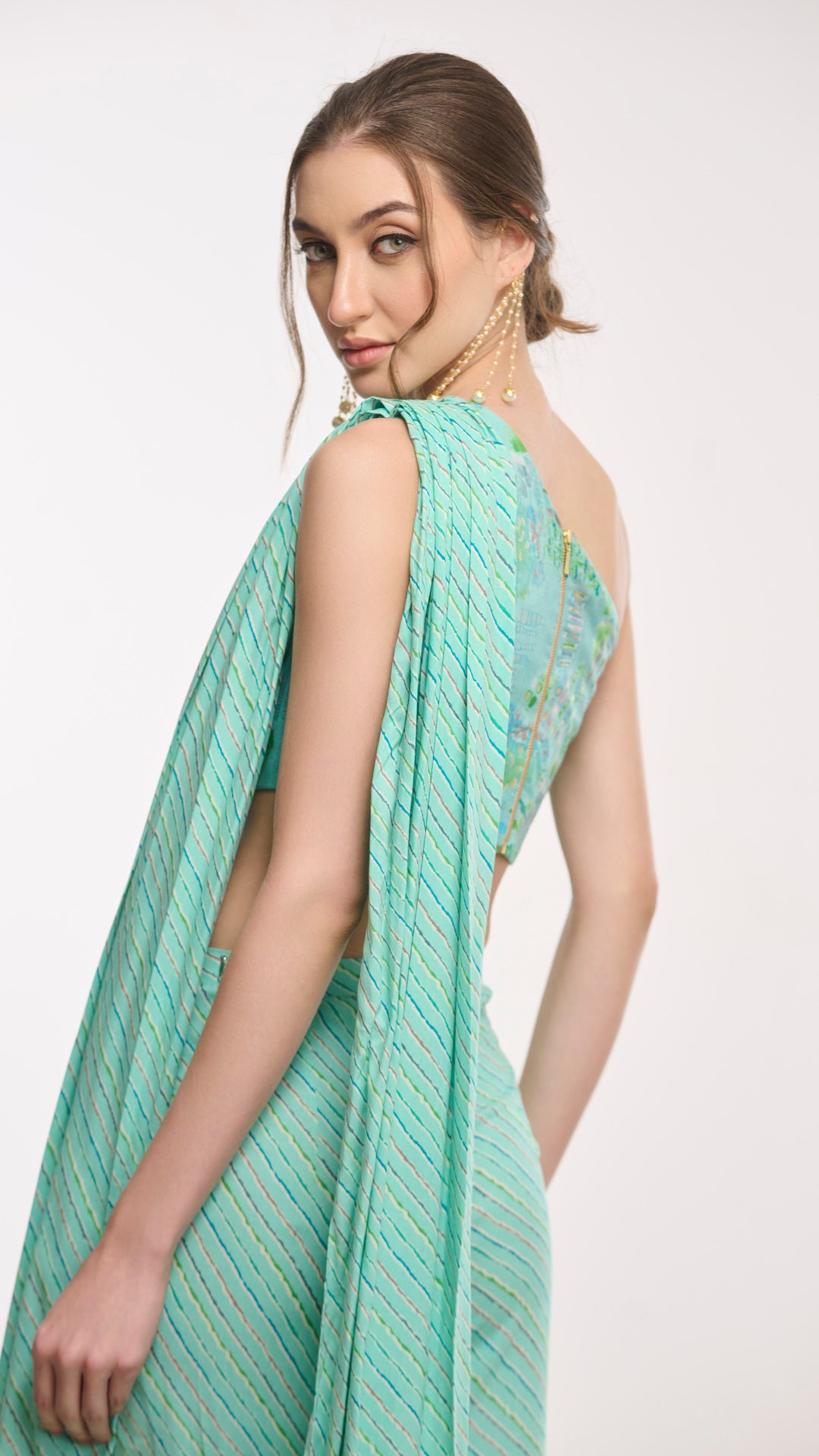 Chloe one - shoulder flared pants & drape top set by LabelN