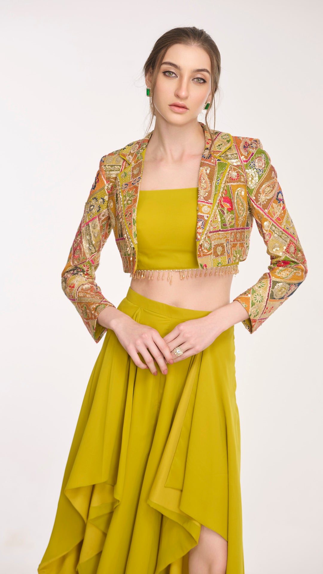 Daphne Crop Top layered pants & Jacket Set by LabelN