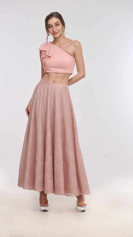 Penelope Embroidered  high waist Flared Skirt by LabelN