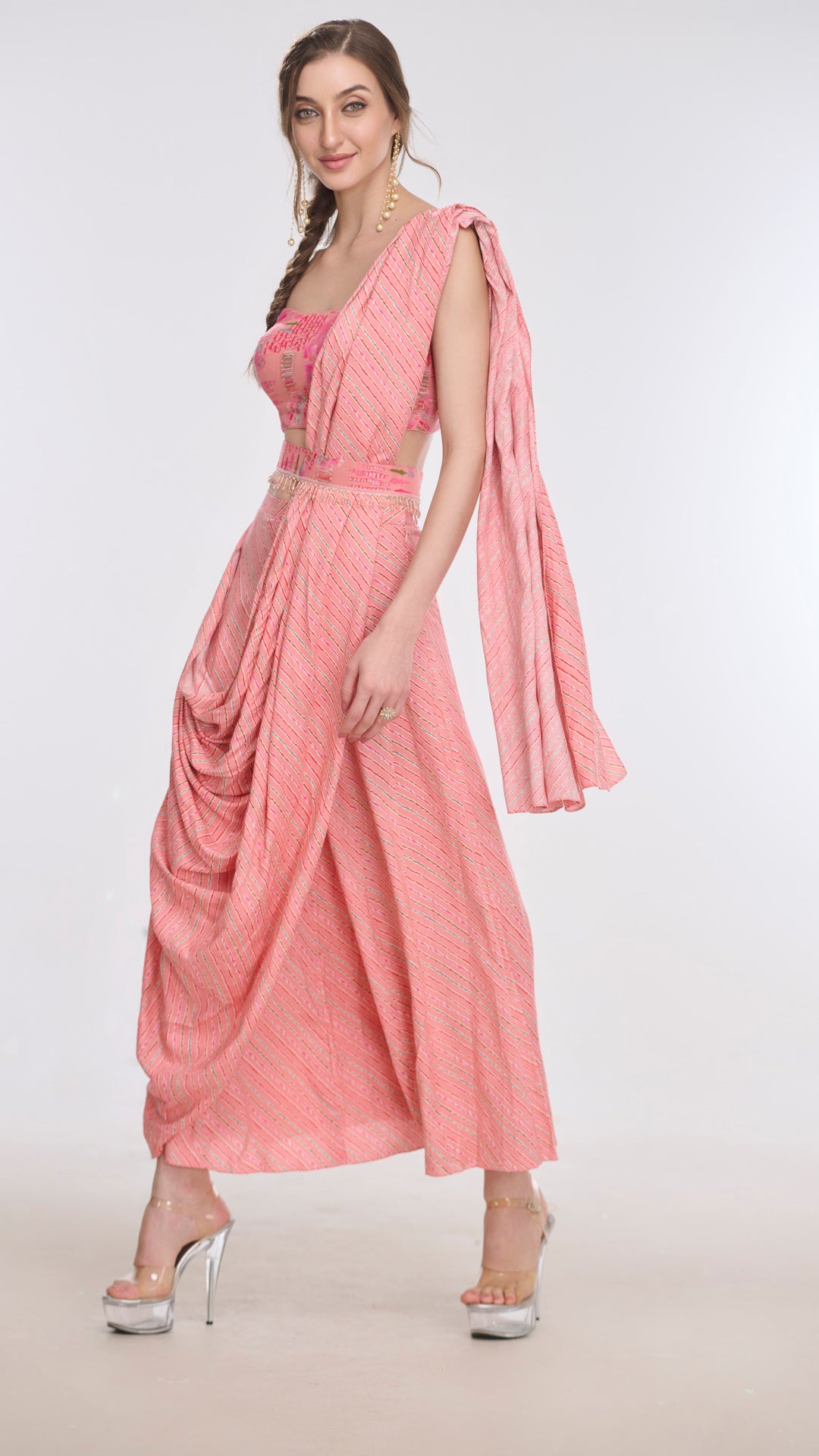 Rhea shoulder Top & Draped Flared Pants Set by LabelN 