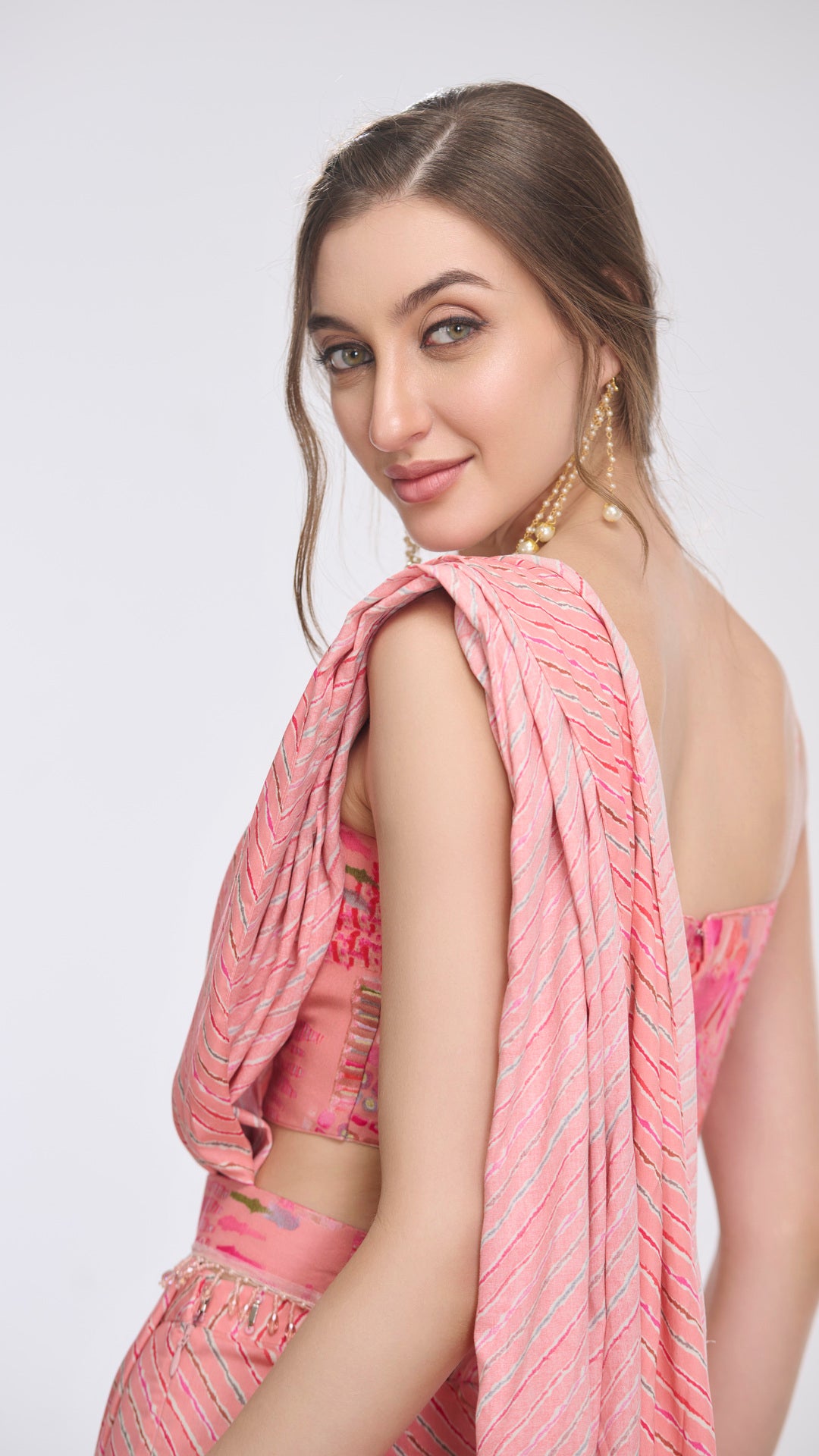 Rhea shoulder Top & Draped Flared Pants Set by LabelN 