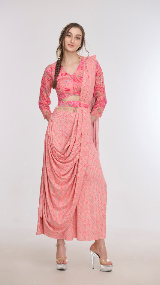 Selena Long Sleeve Top & Draped Pants Set by LabelN 