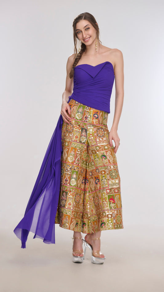 Thalia Dramatic Draped Top & Embroidered  Pants by LabelN